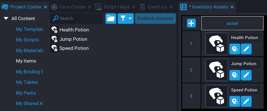 !Asset Table