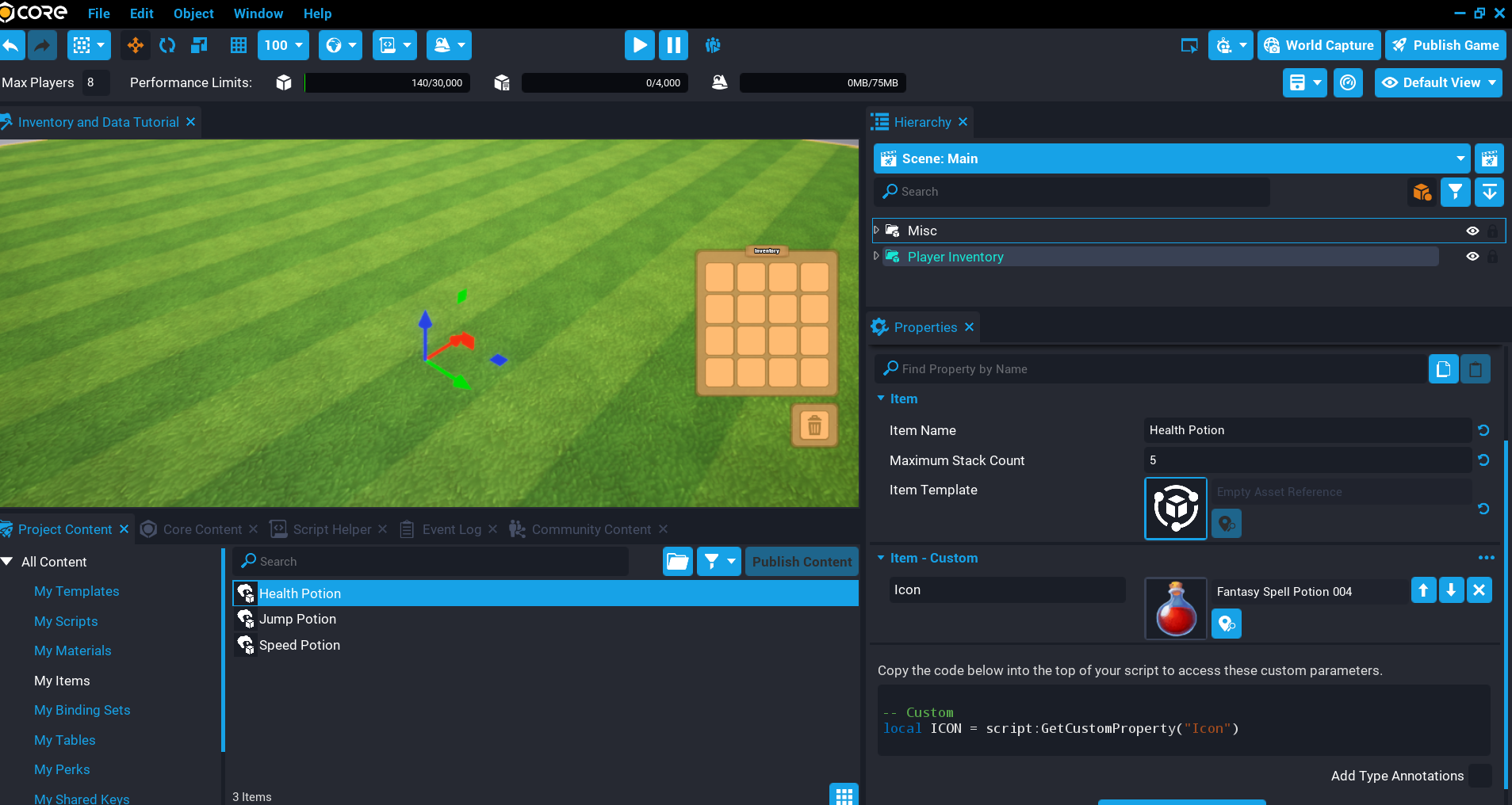 !Create Item Assets
