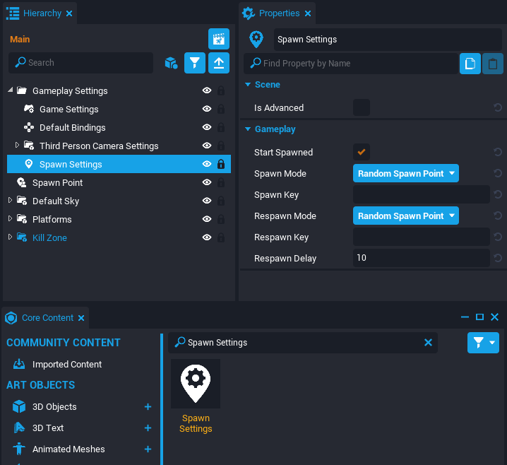 !Spawn Settings
