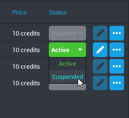 Change status to suspended